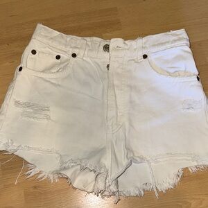 Zara White Frayed Jean Shorts